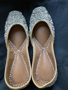 Beaded Mauve Jutti Flats - Women